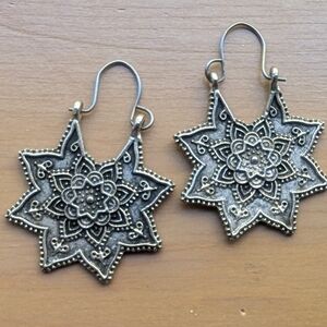 Mandala Silver Star Earrings